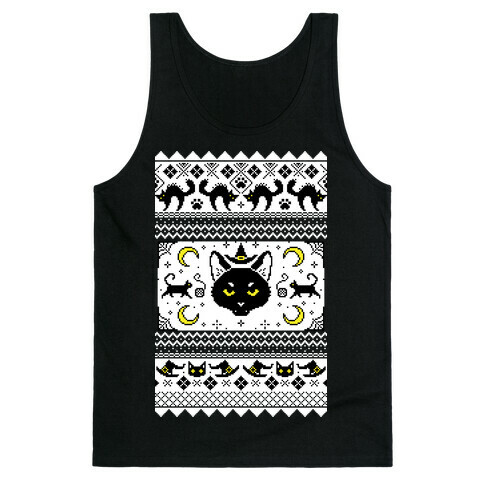 Witchy Black Cats Ugly Sweater Tank Top