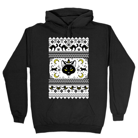 Witchy Black Cats Ugly Sweater Hooded Sweatshirt