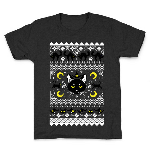 Witchy Black Cats Ugly Sweater Kids T-Shirt