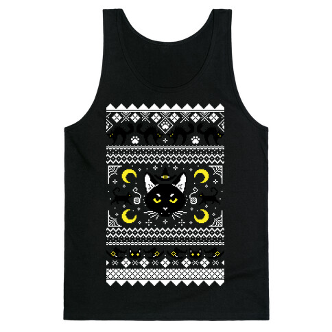 Witchy Black Cats Ugly Sweater Tank Top