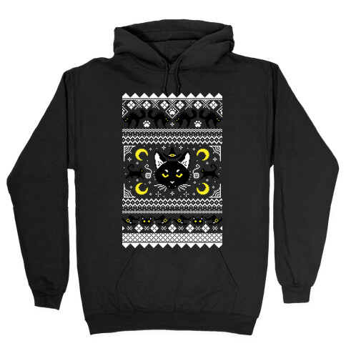 Witchy Black Cats Ugly Sweater Hooded Sweatshirt