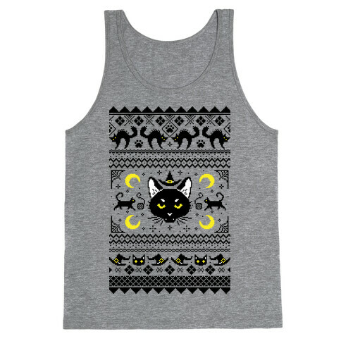 Witchy Black Cats Ugly Sweater Tank Top