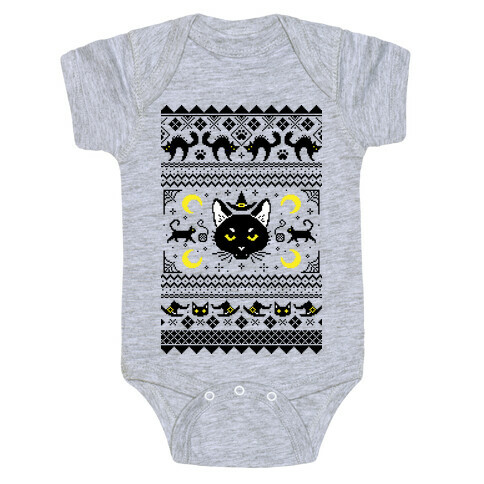 Witchy Black Cats Ugly Sweater Baby One-Piece