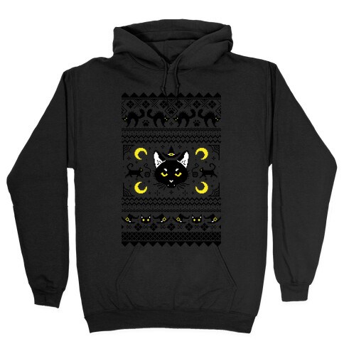 Witchy Black Cats Ugly Sweater Hooded Sweatshirt