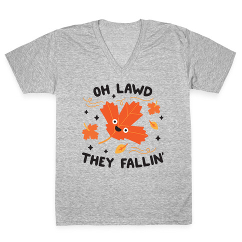 Oh Lawd They Fallin' (Leaves) V-Neck Tee Shirt