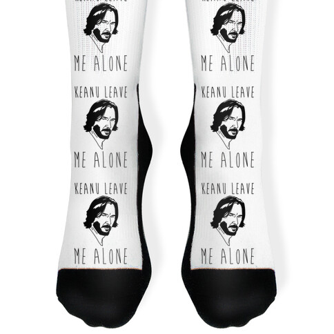 Keanu Leave Me Alone White Print Sock