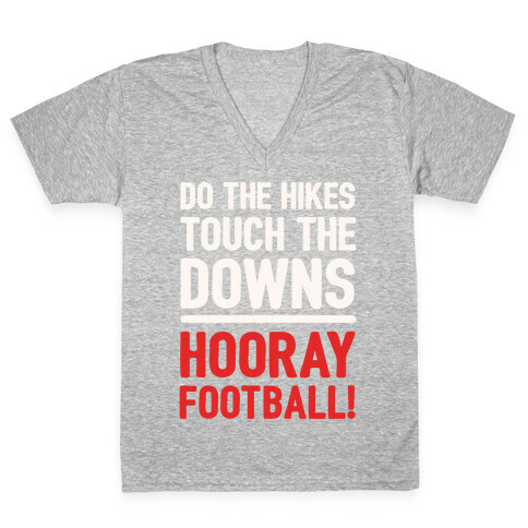 Hooray Football White Print V-Neck Tee Shirt