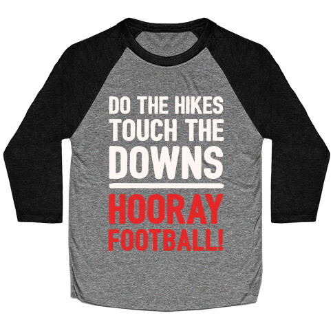 Hooray Football White Print Baseball Tee