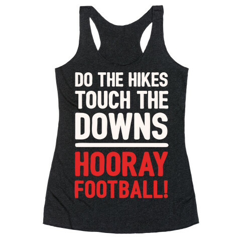 Hooray Football White Print Racerback Tank Top