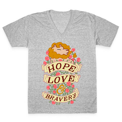 Hope Love & Bravery V-Neck Tee Shirt