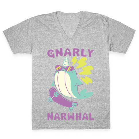 Gnarly Narwhal  V-Neck Tee Shirt