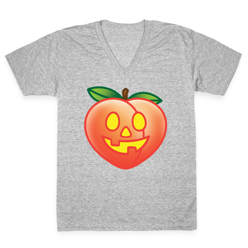 Peach Jack-O-Lantern  V-Neck Tee Shirt