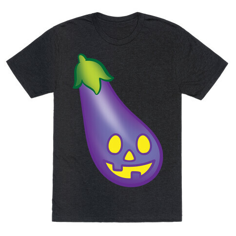 Eggplant Jack-O-Lantern White Print T-Shirt