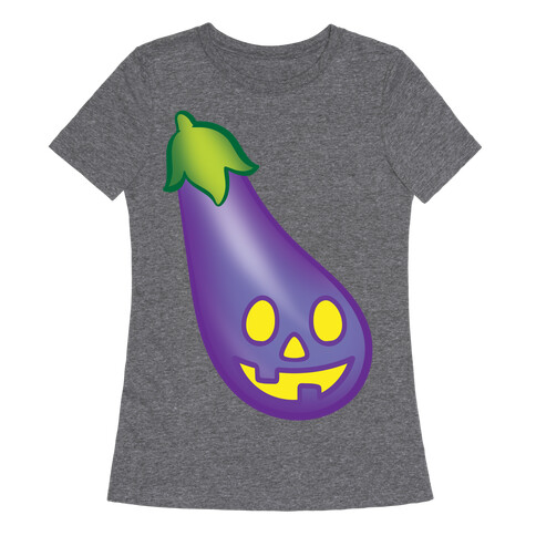 Eggplant Jack-O-Lantern White Print Womens T-Shirt