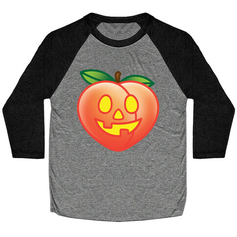 Peach Jack-O-Lantern White Print Baseball Tee