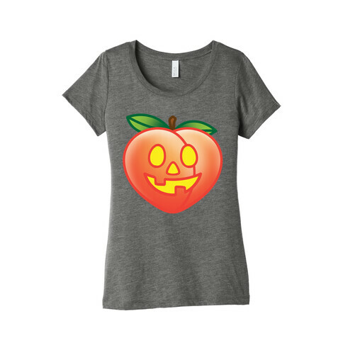 Peach Jack-O-Lantern White Print Womens T-Shirt