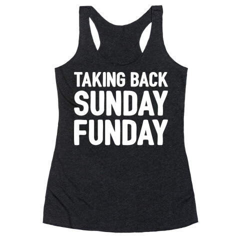 Taking Back Sunday Funday Parody White Print Racerback Tank Top