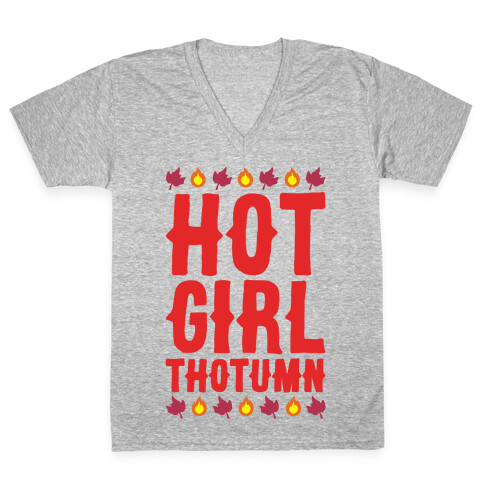 Hot Girl Thotumn Parody White Print V-Neck Tee Shirt