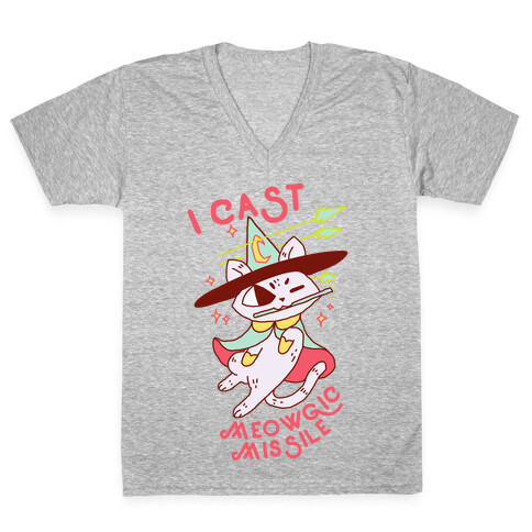 I Cast Meowgic Missile  V-Neck Tee Shirt