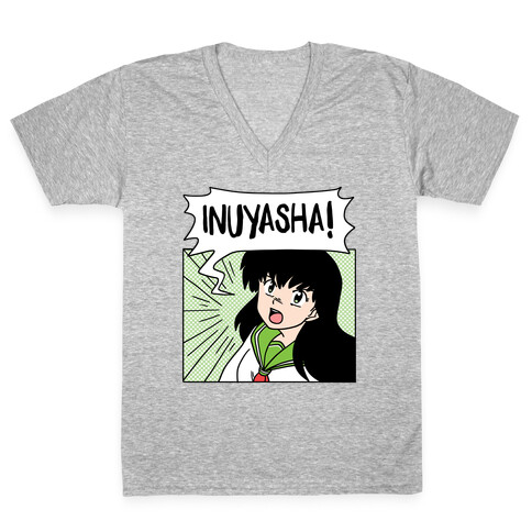 Kagome Screaming InuYasha (1 of 2 pair) V-Neck Tee Shirt