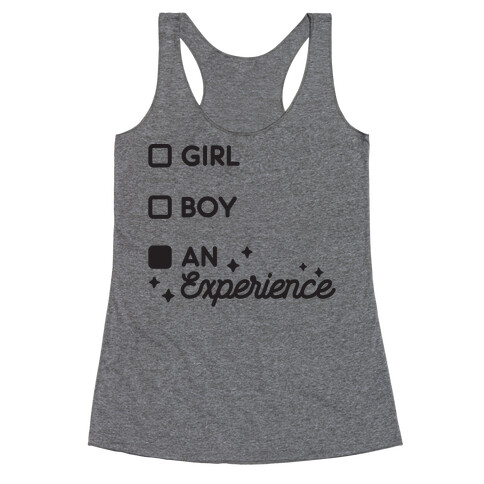 Girl, Boy, An Experience Checklist  Racerback Tank Top