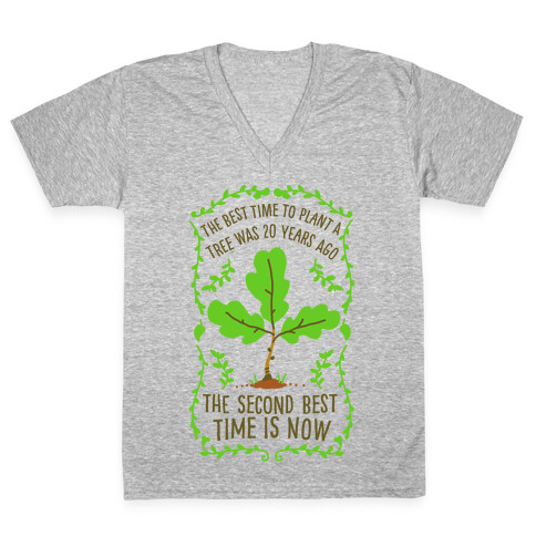 The Best Time to Plant a Tree V-Neck Tee Shirt