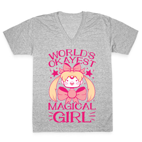 World's Okayest Magical Girl V-Neck Tee Shirt