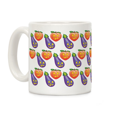 Eggplant and Peach Jack-O-Lantern Pattern Coffee Mug