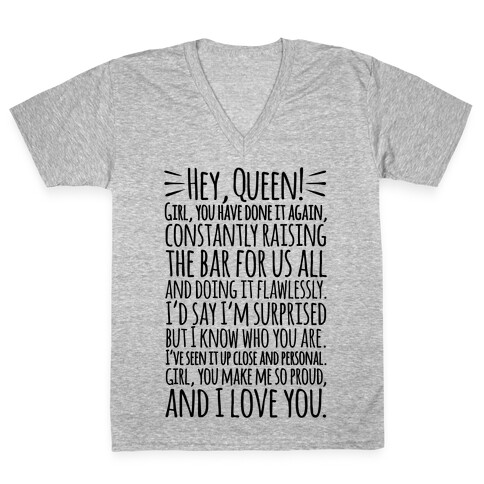 Hey Queen Michelle Obama Quote V-Neck Tee Shirt