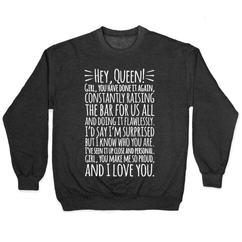 Hey Queen Michelle Obama Quote White Print Pullover