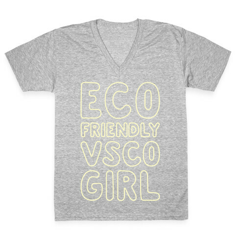 Eco Friendly VSCO Girl White Print V-Neck Tee Shirt