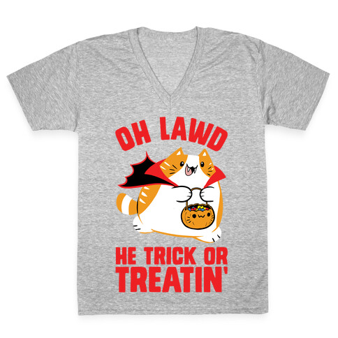 Oh Lawd He Trick Or Treatin' V-Neck Tee Shirt