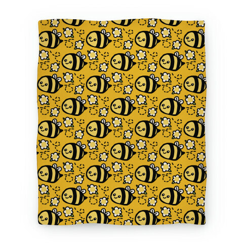 Cute Bumble Bee and Flower Pattern Blanket Blanket