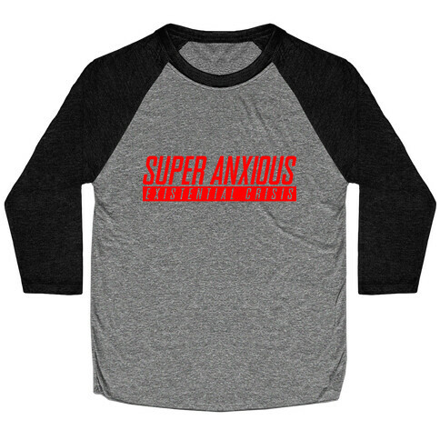 Super Anxious Existential Crisis SNES Parody Baseball Tee