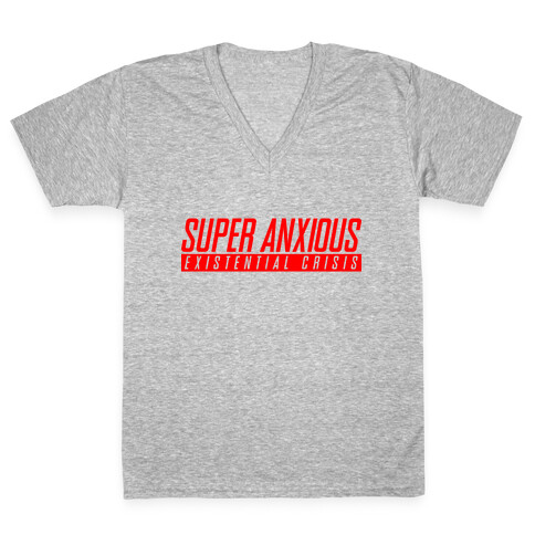 Super Anxious Existential Crisis SNES Parody V-Neck Tee Shirt