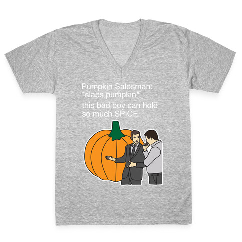 Pumpkin Salesman V-Neck Tee Shirt
