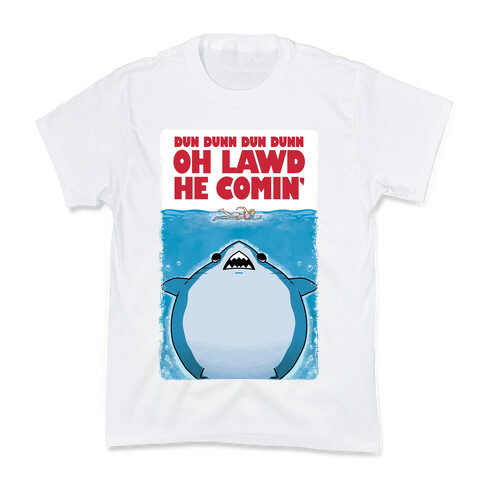Oh Lawd He Comin' Jaws Parody Kids T-Shirt