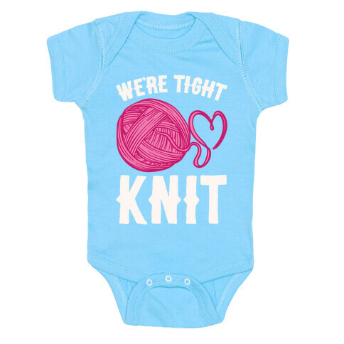 We're Tight Knit (Pink Yarn) Pairs Shirt White Print Baby One-Piece