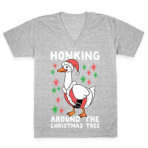 Honking Around the Christmas Tree  V-Neck Tee Shirt