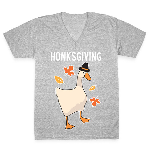 Happy Honksgiving Goose V-Neck Tee Shirt