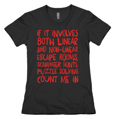 If It Involves Escape Rooms Count Me In White Print Womens T-Shirt