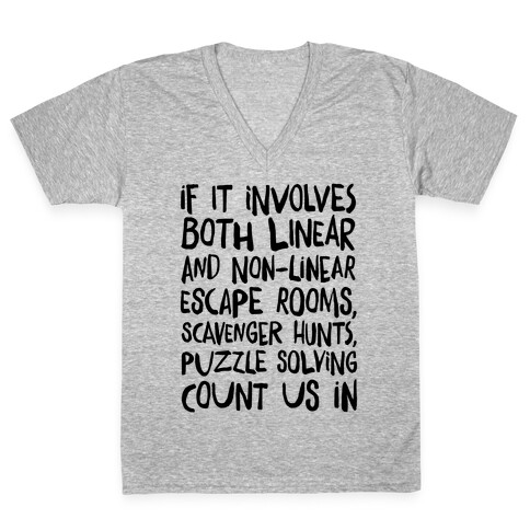 If It Involves Escape Rooms Count Me In (Group Shirt) V-Neck Tee Shirt