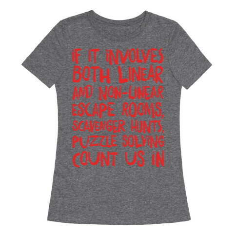 If It Involves Escape Rooms Count Me In White Print (group shirt) Womens T-Shirt