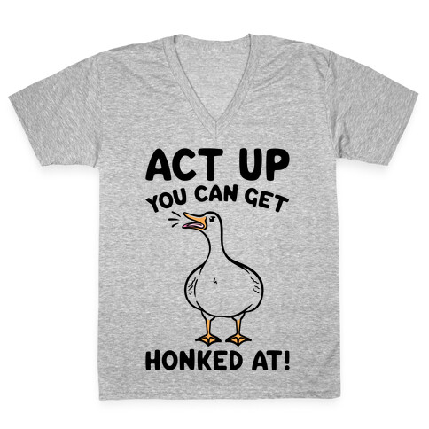 Act Up You Can Get Honked At Parody V-Neck Tee Shirt
