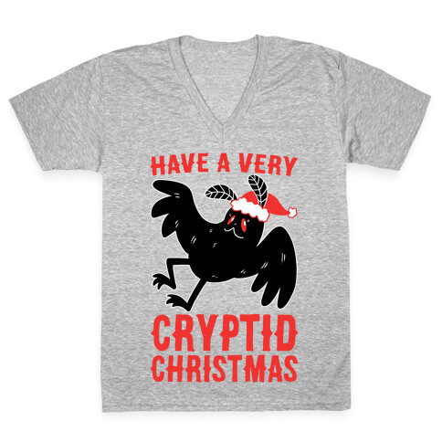 Have a Very Cryptid Christmas - Mothman V-Neck Tee Shirt