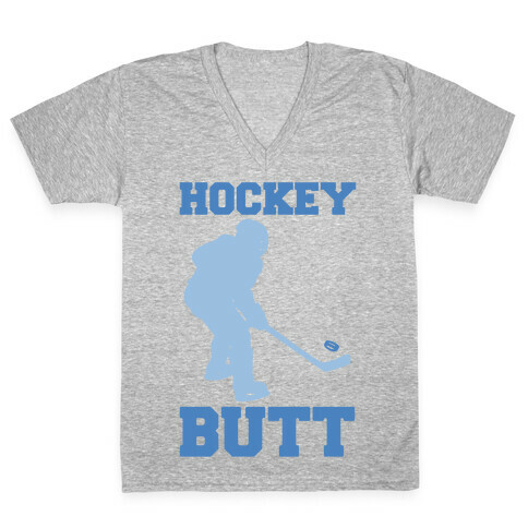 Hockey Butt White Print V-Neck Tee Shirt