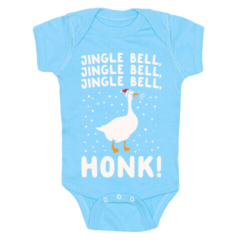 Jingle Bell Honk (Goose Parody) White Print Baby One-Piece