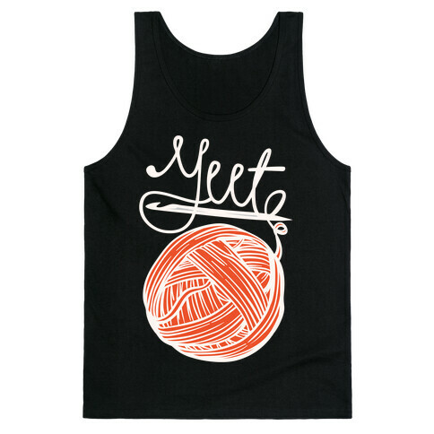 Yeet Yarn Knitting Parody White Print Tank Top