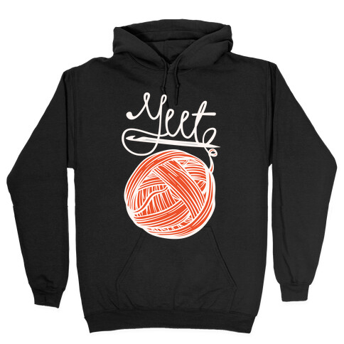 Yeet Yarn Knitting Parody White Print Hooded Sweatshirt