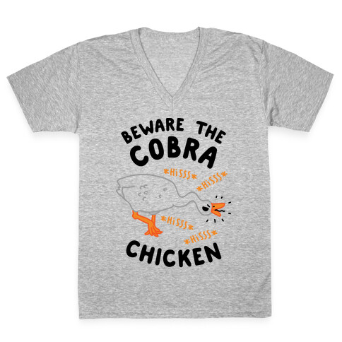 Beware The Cobra Chicken V-Neck Tee Shirt